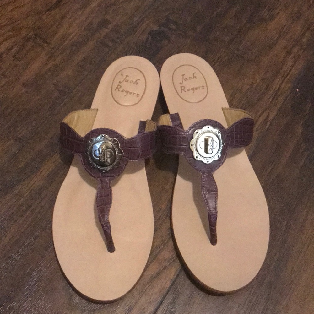 NEW Jack Rogers Purple Croc Sandals Sz 7.5